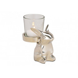 Silver Bunny With Glass Holder