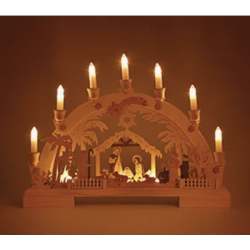 Light arch nativity scene, 7 led made of wood