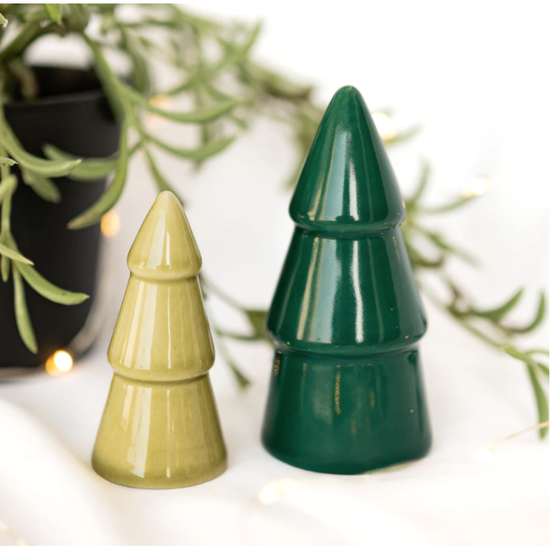 Set of 2 Green Ceramic Trees