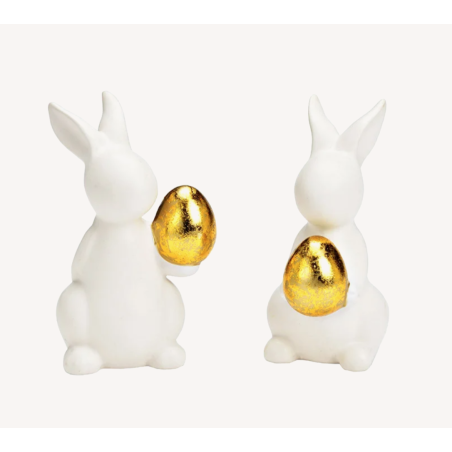 Bunny with gold egg, ceramic, 11cm