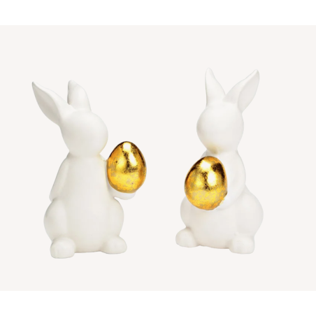 Bunny with gold egg, ceramic, 14cm